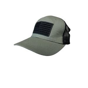 Men's Highland Tactical USA American Flag Green Trucker Mesh Adjustable Cap/Hat